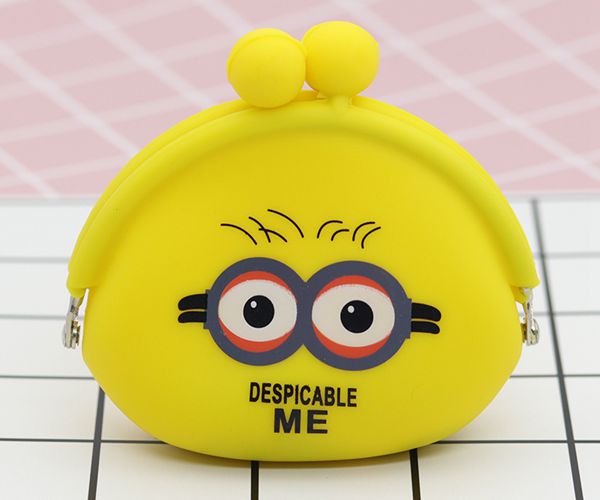 便攜硅膠錢包，卡扣硅膠零錢包，小黃人零錢包